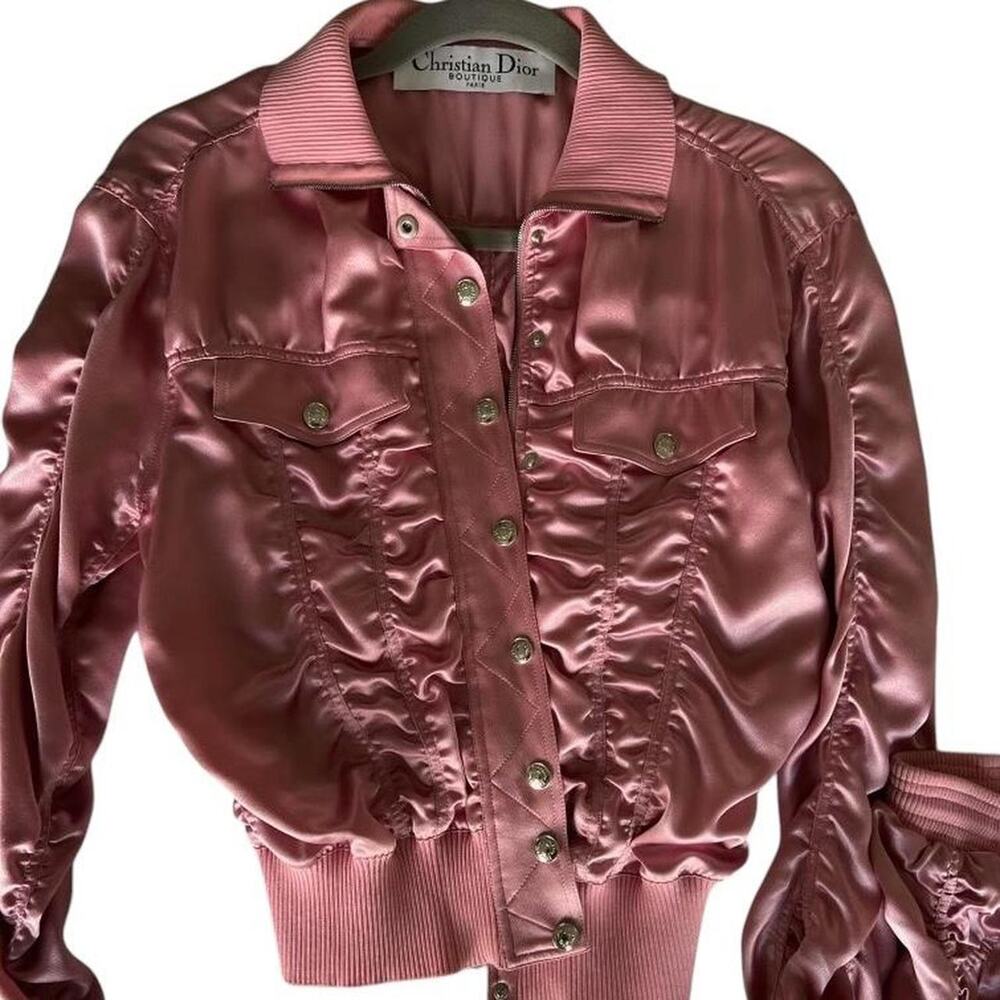Vintage christian dior pink rouched bomber jacket
